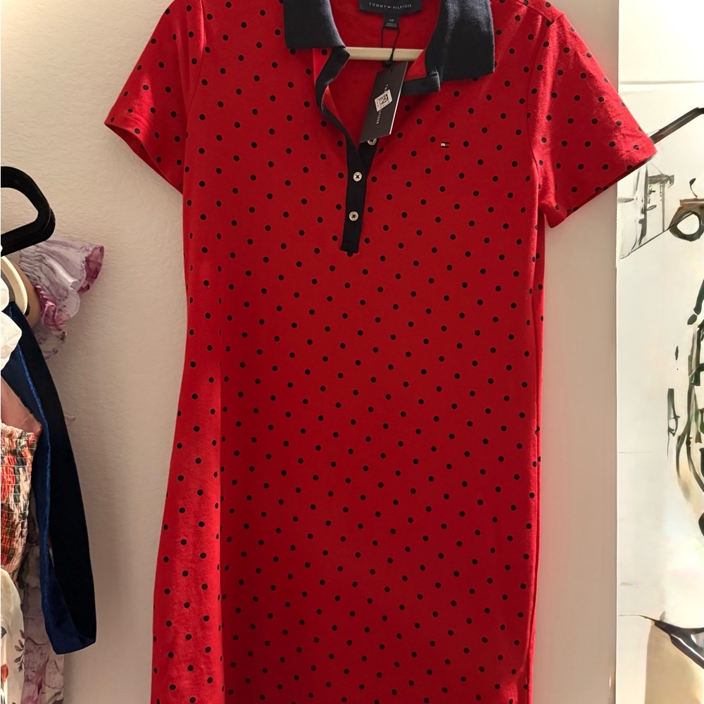 Tommy Hilfiger Red Dress with Black Dots